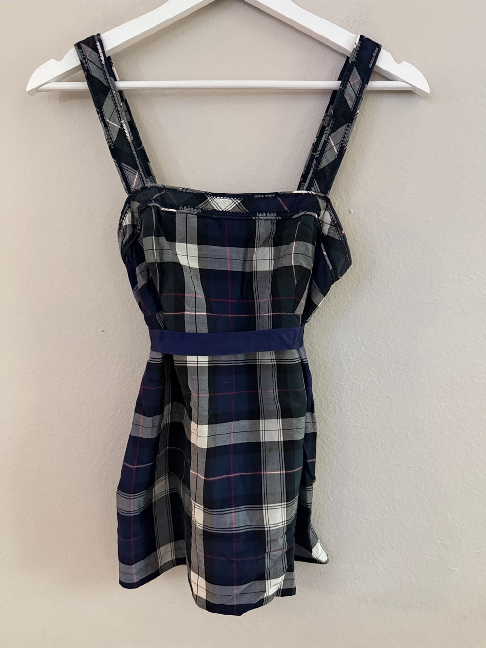 American Eagle Outfitters Navy and White Plaid Tank Top